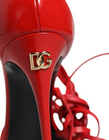 Dolce & Gabbana Red Leather Keira High Heels Sandals Shoes