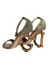 Dolce & Gabbana Gold Lurex Ankle Strap Heel Sandals Shoes