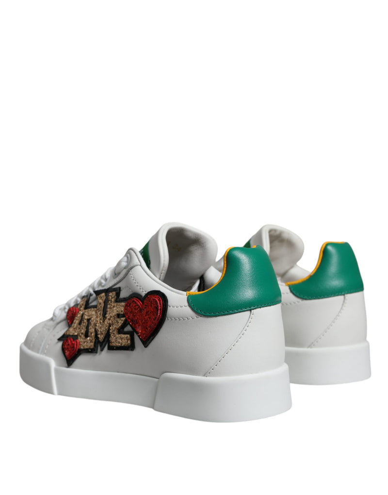 Dolce & Gabbana White Love Patch Portofino Sneakers Shoes