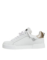 Dolce & Gabbana White Leather Portofino Low Top Sneaker Shoes