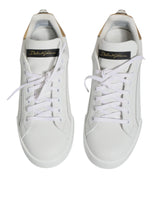 Dolce & Gabbana White Leather Portofino Low Top Sneaker Shoes