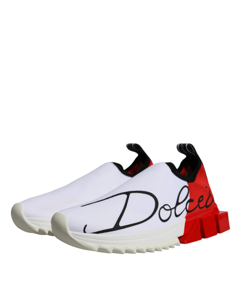 Dolce & Gabbana White Red Low Top Sorrento Men Sneakers Shoes