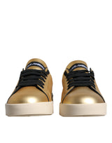 Dolce & Gabbana Gold Portofino Calf Leather Sneakers Shoes