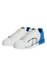 Dolce & Gabbana White Blue Portofino Low Top Sneakers Shoes