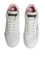 Dolce & Gabbana White Pink Portofino Low Top Sneakers Shoes