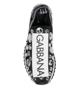 Dolce & Gabbana Black Sorrento Crystals Low Top Sneakers Shoes