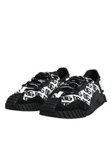 Dolce & Gabbana Black Logo Lace Up Low Top NS1 Sneakers Shoes