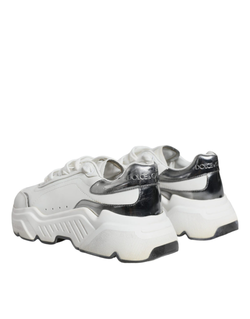 Dolce & Gabbana Silver White Daymaster Low Top Sneakers Shoes