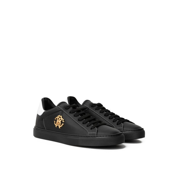 Roberto Cavalli Black Leather Sneaker