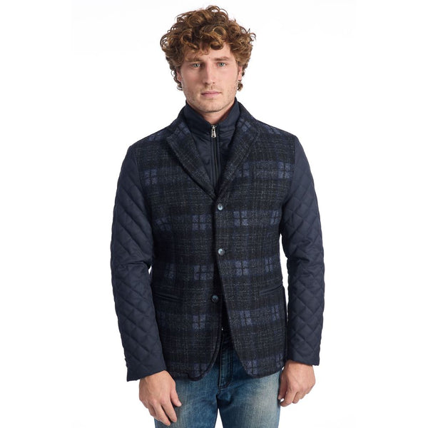 Roberto Pepe Luxury Blue Wool Mens Jacket