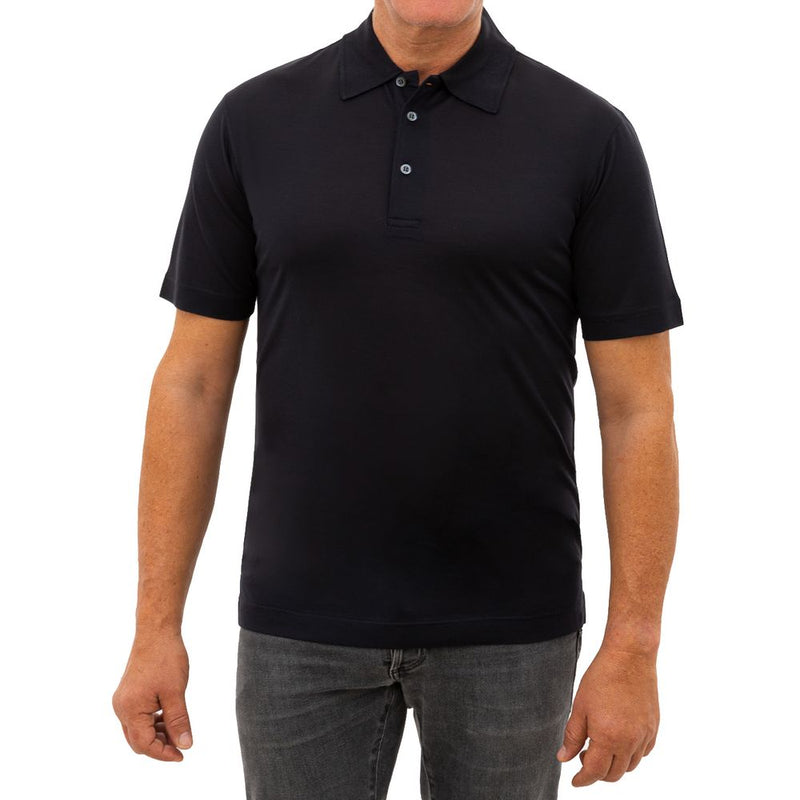 Corneliani Black Silk Polo Shirt