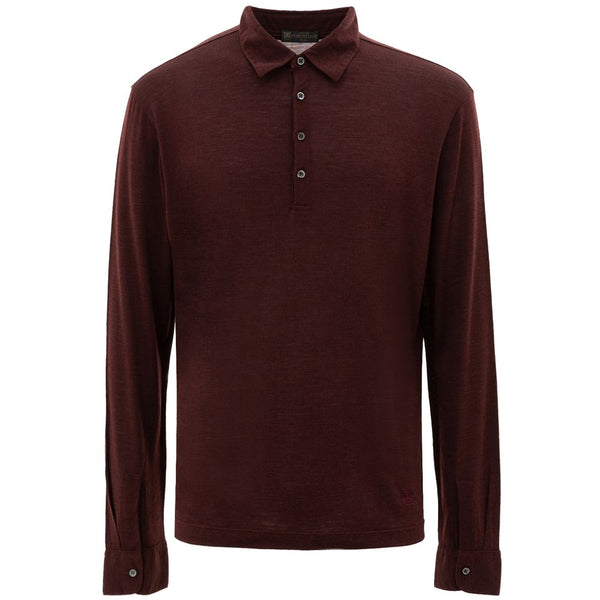 Corneliani Bordeaux Wool Polo Shirt