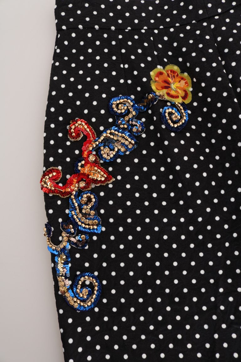 Dolce & Gabbana Elegant Polka Dot Embellished Trousers