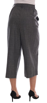 Dolce & Gabbana Elegant Gray Check Capri Wool Pants