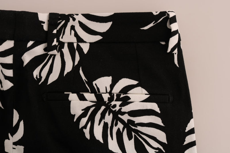 Dolce & Gabbana Slim Fit Leaf Print Ankle Pants