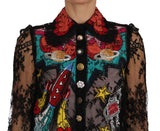 Dolce & Gabbana Floral Lace Embroidered Blouse with Crystals