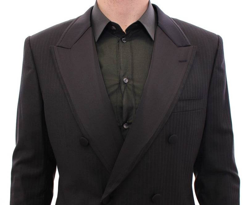 Dolce & Gabbana Elegant Black Striped Wool-Silk Blend Suit