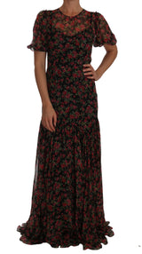 Dolce & Gabbana Elegant Floral A-Line Silk Dress