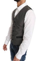 Dolce & Gabbana Elegant Gray Circle Pattern Blazer and Vest Set