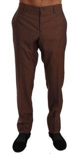 Dolce & Gabbana Elegant Brown Wool-Silk Formal Pants