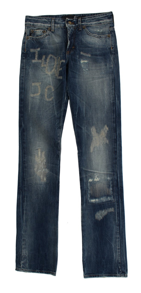 Cavalli Elegant Flare Fit Blue Denim Jeans