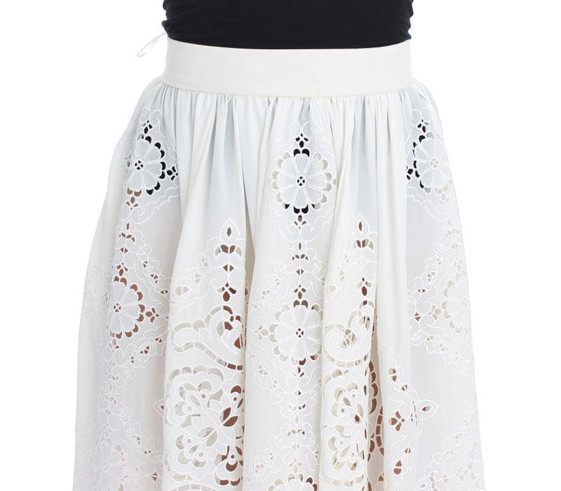 Dolce & Gabbana Elegant Floral Ricamo Silk Skirt