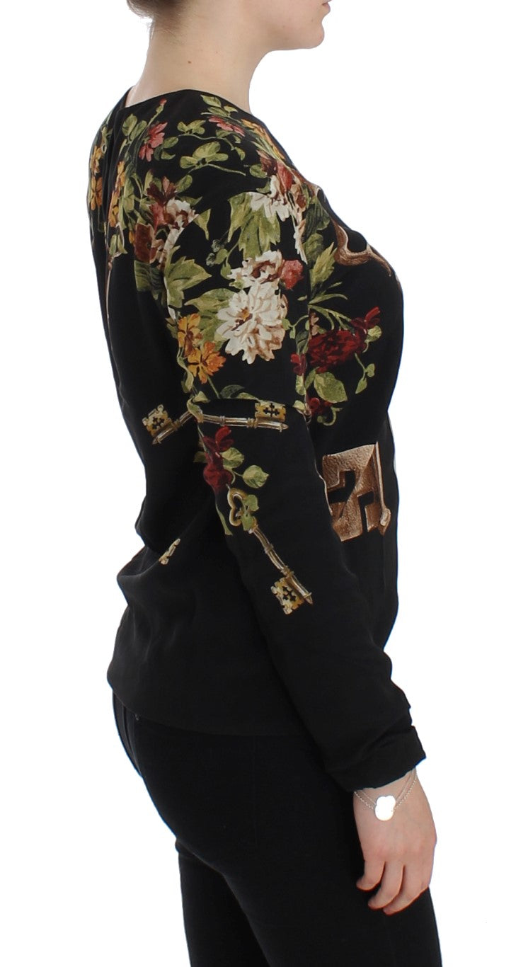 Dolce & Gabbana Elegant Medieval Print Silk Blouse