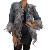 Dolce & Gabbana Embellished Feather Denim Extravaganza