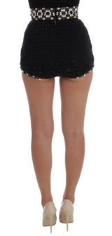 Dolce & Gabbana Elegant High Waist Sequined Silk Shorts