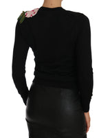 Dolce & Gabbana Elegant Black Cashmere Floral Cardigan