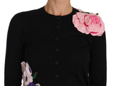 Dolce & Gabbana Elegant Black Cashmere Floral Cardigan