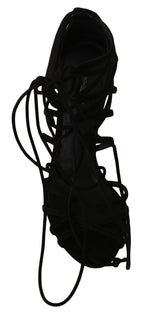 Dolce & Gabbana Elegant Black Suede Gladiator Stilettos