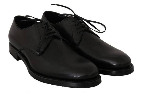 Dolce & Gabbana Elegant Black Leather Derby Dress Shoes