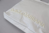 Dolce & Gabbana Elegant White Nylon Tote Bag with Leather Accents