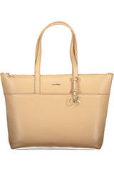 Calvin Klein Beige Zip Closure Chic Shoulder Bag