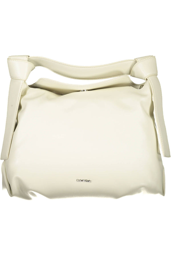 Calvin Klein Elegant Beige Shoulder Bag with Contrasting Details