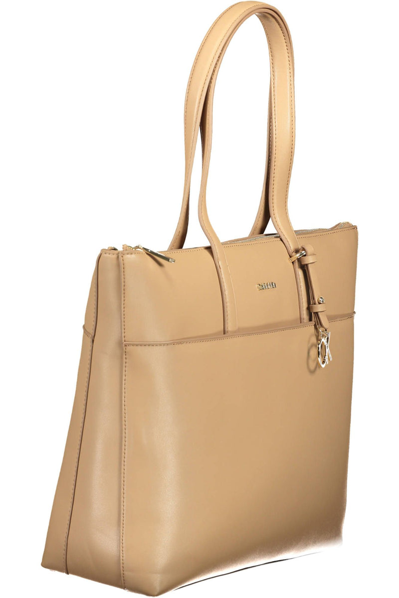 Calvin Klein Beige Zip Closure Chic Shoulder Bag