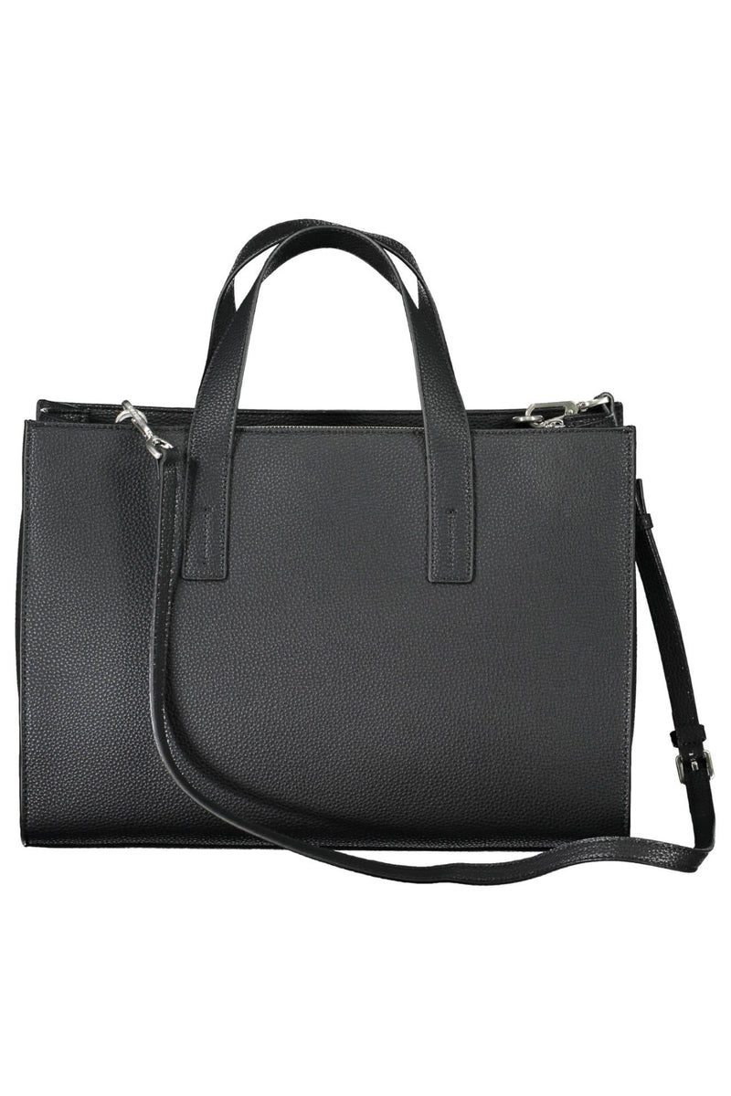 Calvin Klein Elegant Two-Handled Black Handbag with Logo