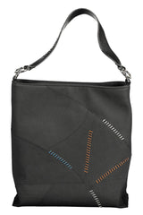 Desigual Sleek Black Polyurethane Handbag with Logo Accent