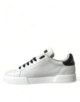 Dolce & Gabbana White Black Portofino Patch Men Sneakers Shoes