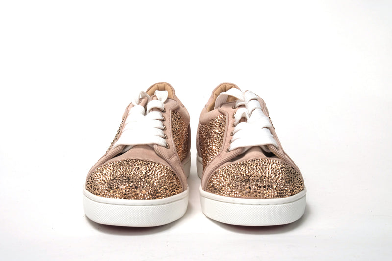 Christian Louboutin Antoinette Rose Gold Embellished Sneakers