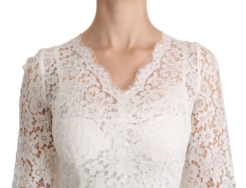 Dolce & Gabbana Elegant Floral Lace V-Neck Mini Dress