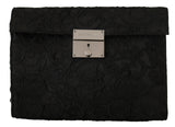 Dolce & Gabbana Elegant Black Silver Clutch Portfolio