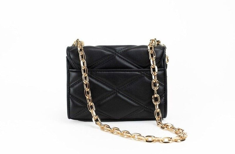 Michael Kors Serena Small Smooth Black Vegan Leather Studded Flap Crossbody Bag