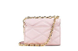 Michael Kors Serena Small Smooth Pink Vegan Leather Studded Flap Crossbody Bag