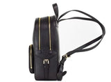 Michael Kors Jaycee Medium Black Pebbled Leather Zip Pocket Backpack Bookbag