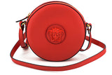 Versace Elegant Red Round Leather Shoulder Bag