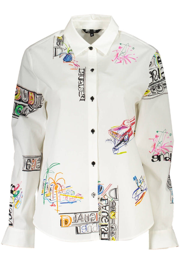 Desigual Elegant White Long Sleeve Shirt with Contrasting Details