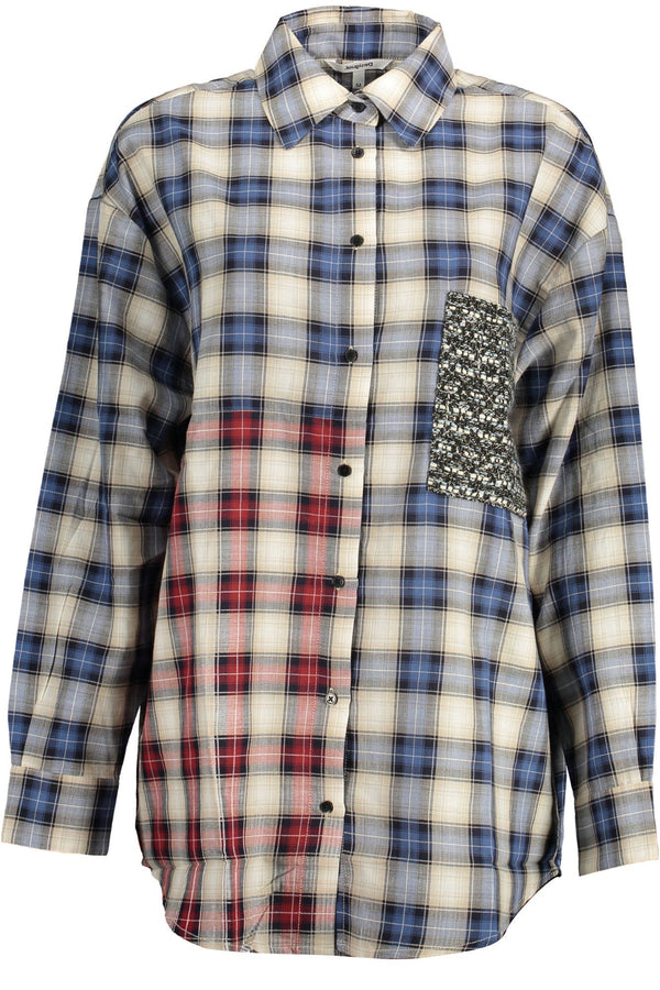 Desigual Chic Blue Contrasting Detail Shirt