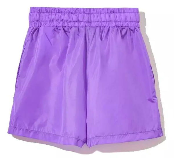 Comme Des Fuckdown Purple Nylon Bermudas with Logo Detail